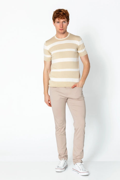 RNT23 Striped knit t-shirt beige