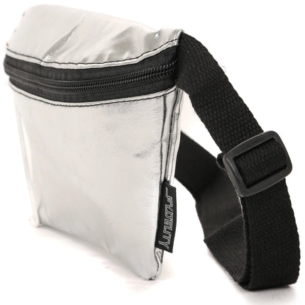 Ultra slim fanny pack metallic silver