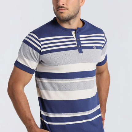 Bendorff striped cotton henley t-shirt blue