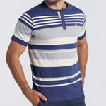 Bendorff striped cotton henley t-shirt blue