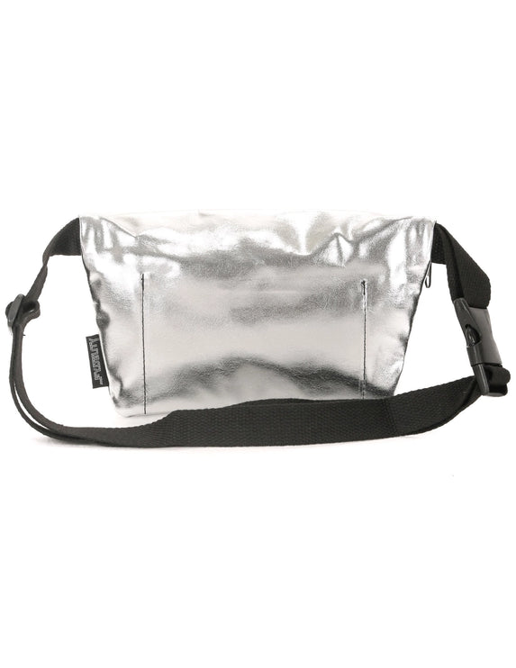 Ultra slim fanny pack metallic silver