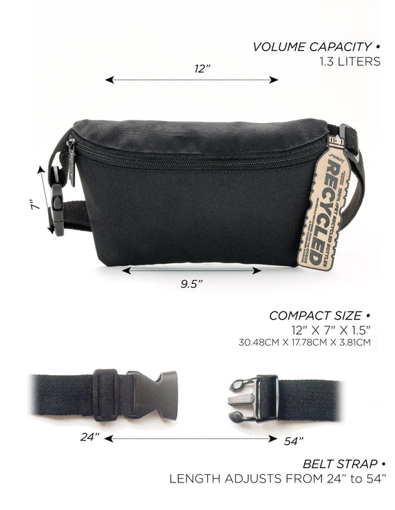 Ultra slim fanny pack recycled black