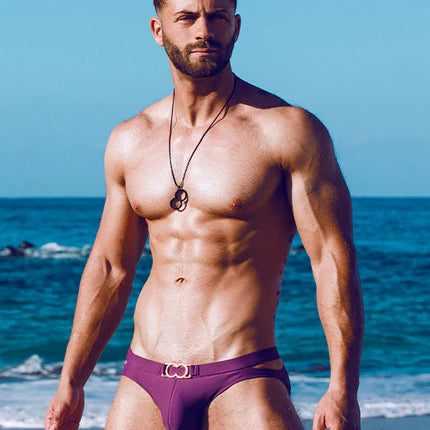 2eros Double Strap swim brief plum