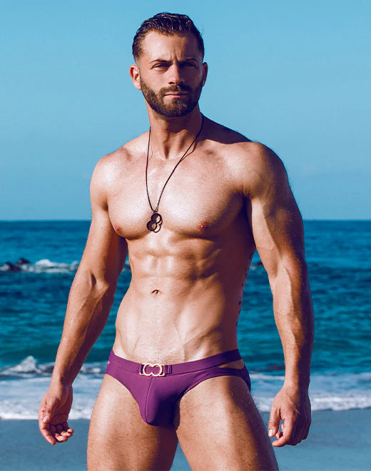 2eros Double Strap swim brief plum