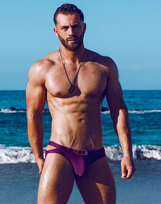 2eros Double Strap swim brief plum