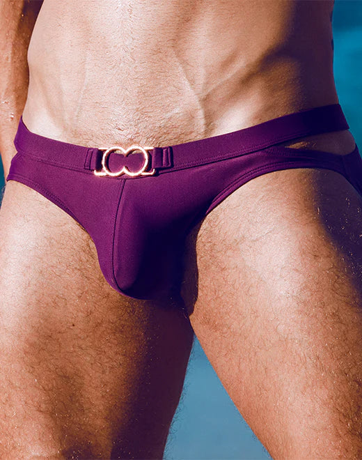 2eros Double Strap swim brief plum