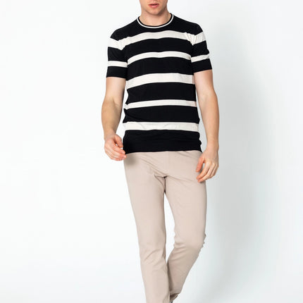 RNT23 Striped knit t-shirt black