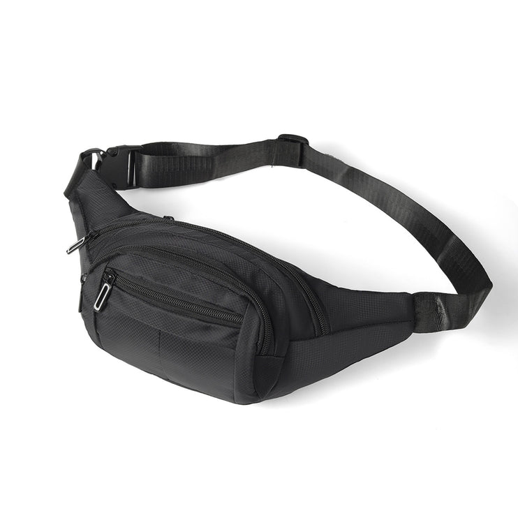 4 zipper compartment fanny pack black