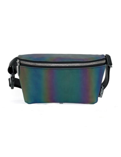 Ultra slim fanny pack reflective rainbow