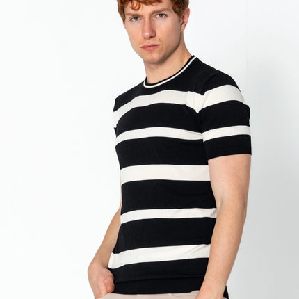 RNT23 Striped knit t-shirt black