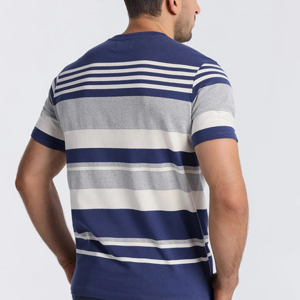 Bendorff striped cotton henley t-shirt blue