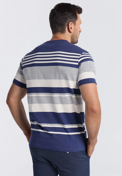 Bendorff striped cotton henley t-shirt blue