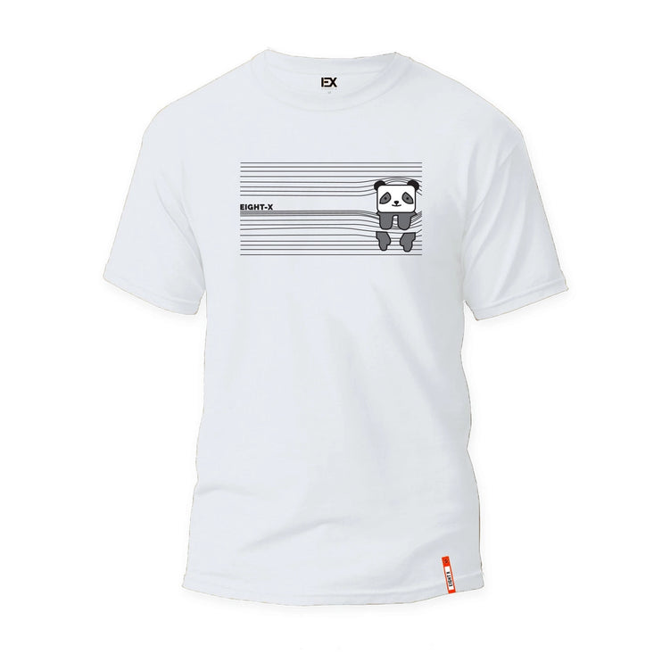 Eight X Peek-A-Boo Panda textured graphic t-shirt white