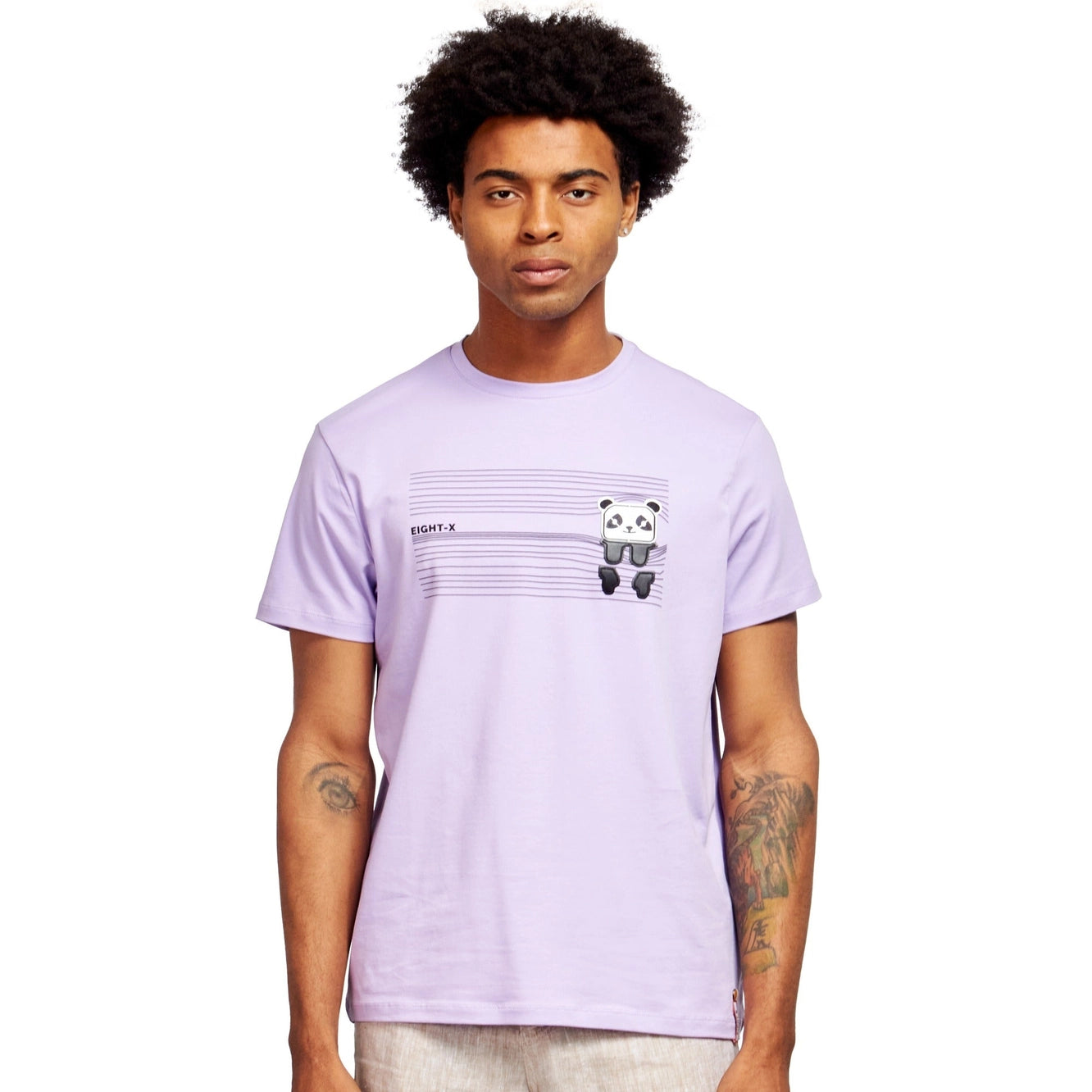 Eight X Peek-A-Boo Panda textured graphic t-shirt purple