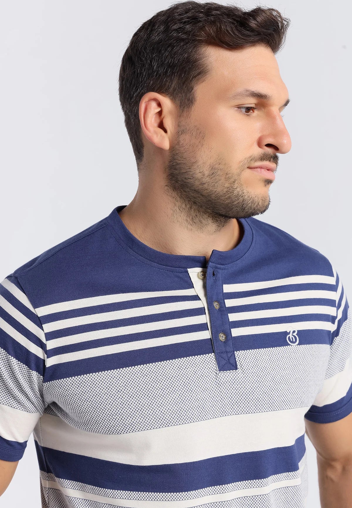 Bendorff striped cotton henley t-shirt blue