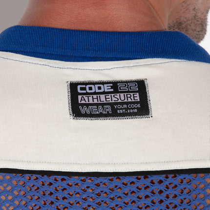 Code 22 Openwork 9735 mesh polo shirt blue