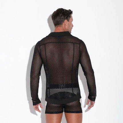 Code 22 Openwork 9739 mesh shirt black