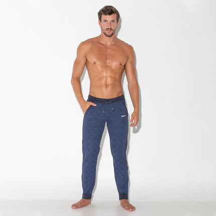 Code 22 Geometric slim-fit cotton jogger 9812 navy blue