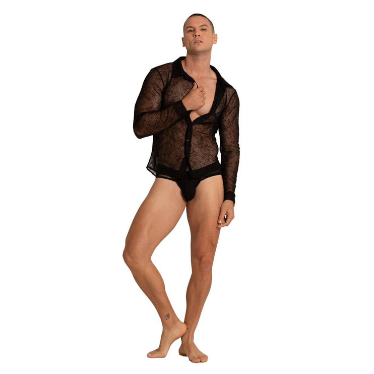 Gigo Amazonia mesh shirt sheer black