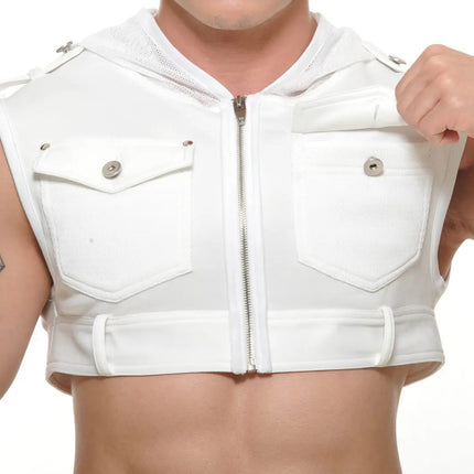 STUD Bernd hooded crop top white