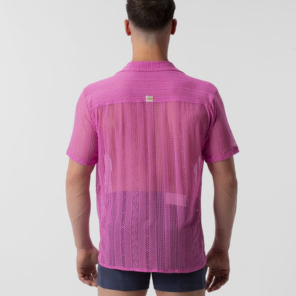 Barcode Berlin Dusan lace short-sleeve shirt pink