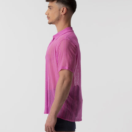 Barcode Berlin Dusan lace short-sleeve shirt pink