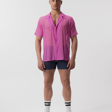 Barcode Berlin Dusan lace short-sleeve shirt pink