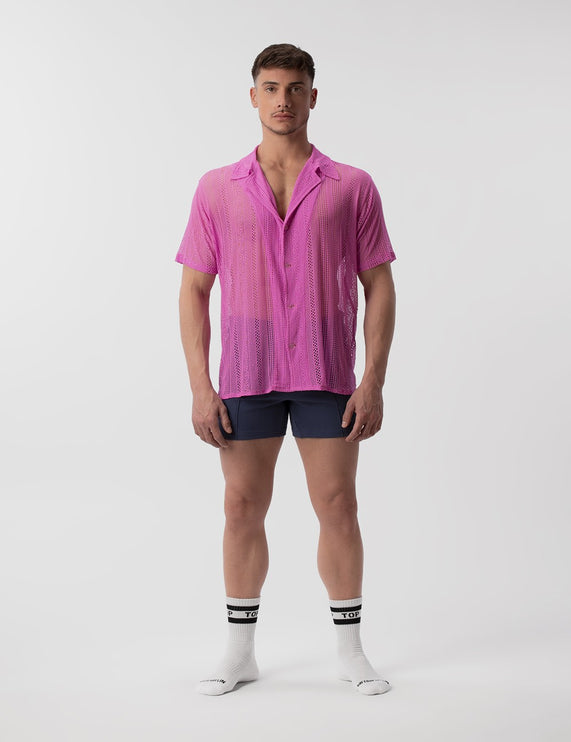 Barcode Berlin Dusan lace short-sleeve shirt pink