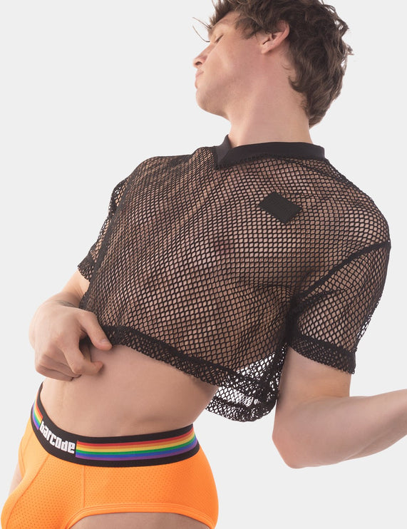 Barcode Berlin Despino mesh crop top black