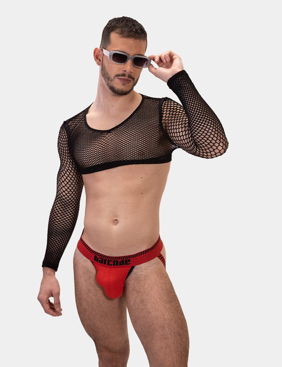 Barcode Berlin Kavan ribbed cotton jockstrap red