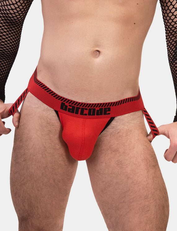 Barcode Berlin Kavan ribbed cotton jockstrap red