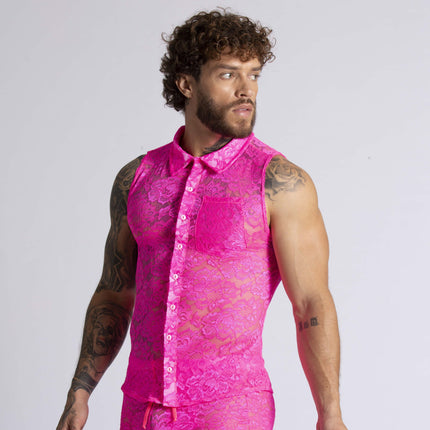 Gigo Paradise lace sleeveless shirt fuchsia