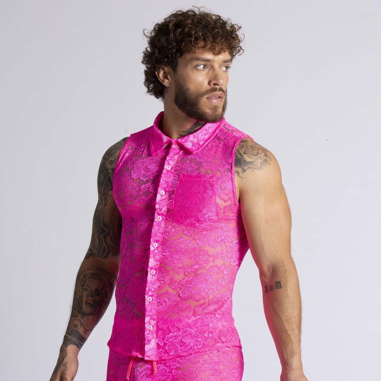 Gigo Paradise lace sleeveless shirt fuchsia