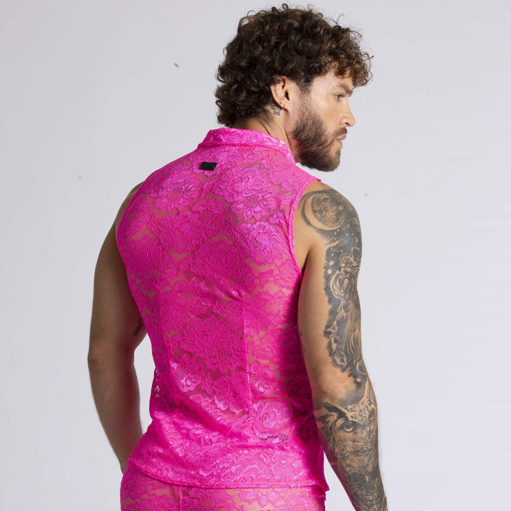 Gigo Paradise lace sleeveless shirt fuchsia