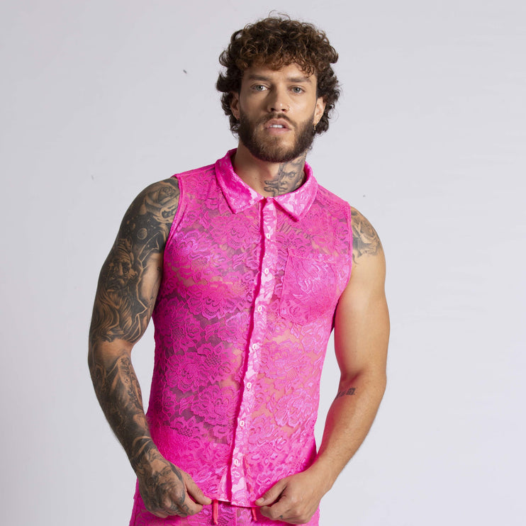 Gigo Paradise lace sleeveless shirt fuchsia