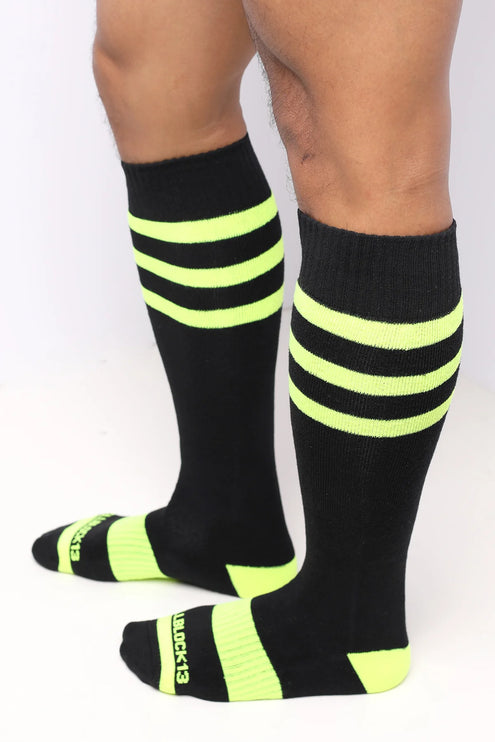 Cellblock 13 Linebacker knee-high socks black/neon yellow