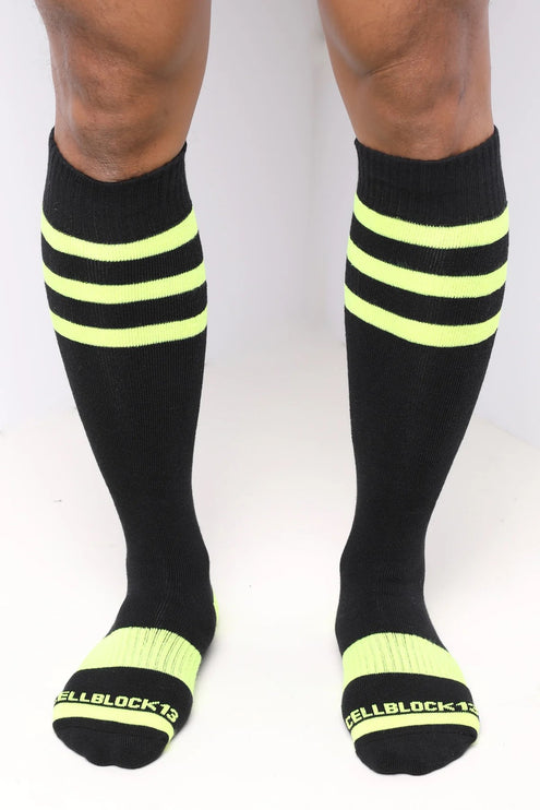 Cellblock 13 Linebacker knee-high socks black/neon yellow