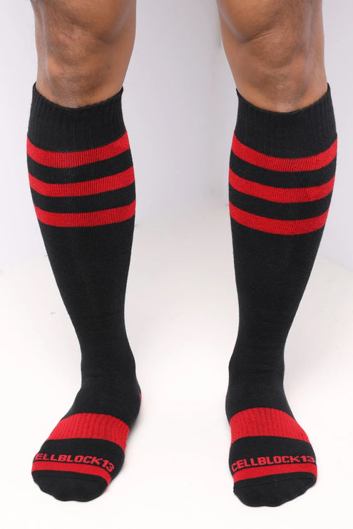 Cellblock 13 Linebacker knee-high socks black/red