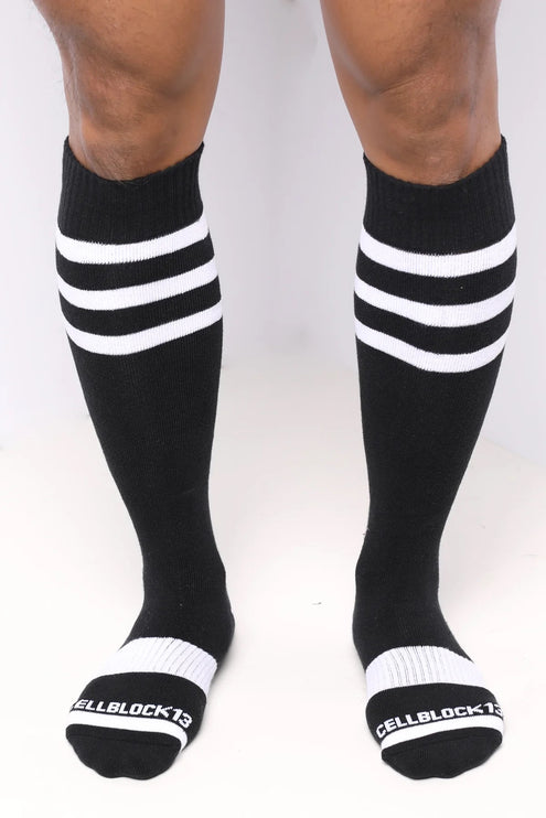 Cellblock 13 Linebacker knee-high socks black/white