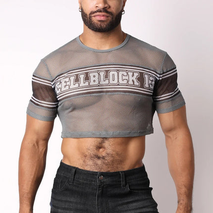 Cellblock 13 Challenger mesh crop top grey