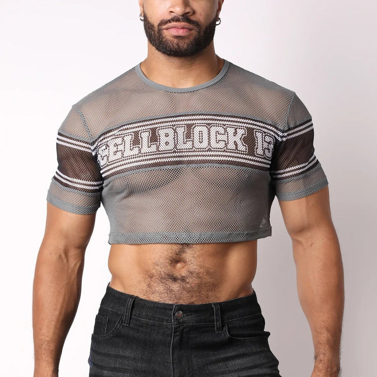 Cellblock 13 Challenger mesh crop top grey