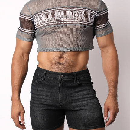 Cellblock 13 Challenger mesh crop top grey