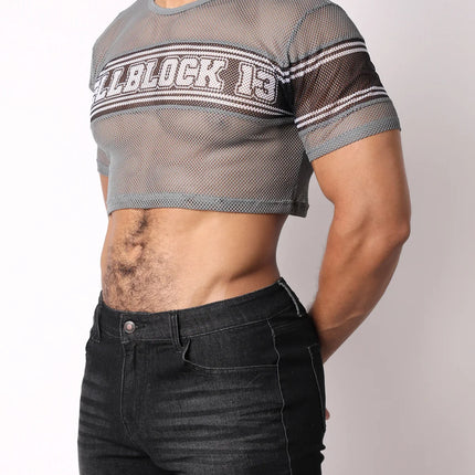 Cellblock 13 Challenger mesh crop top grey