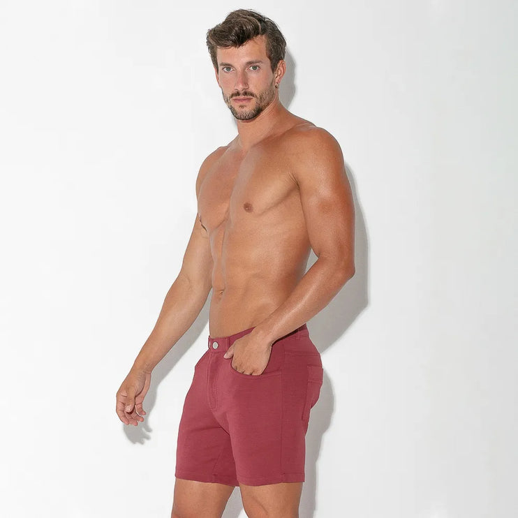 Code 22 slim fit 5" stretch short 9712 burgundy