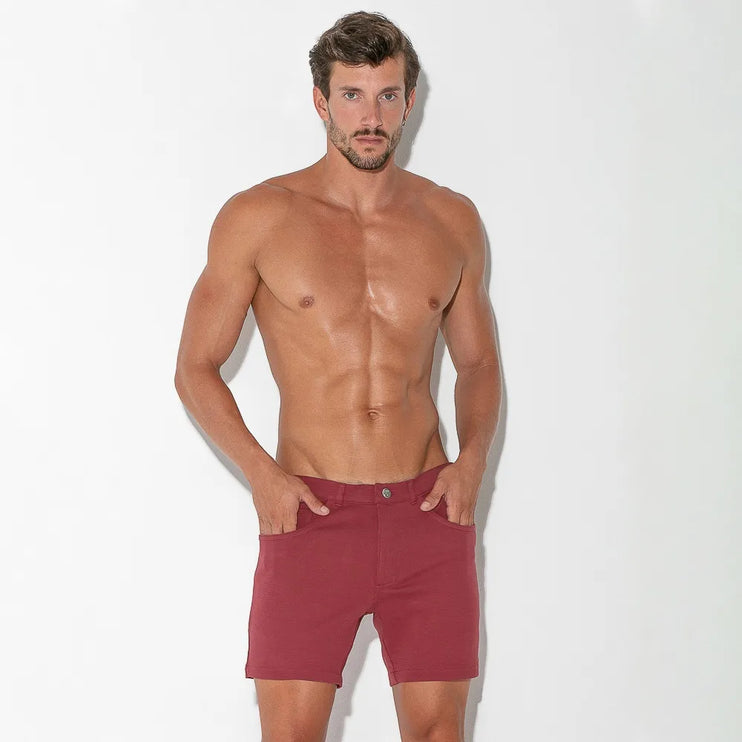 Code 22 slim fit 5" stretch short 9712 burgundy