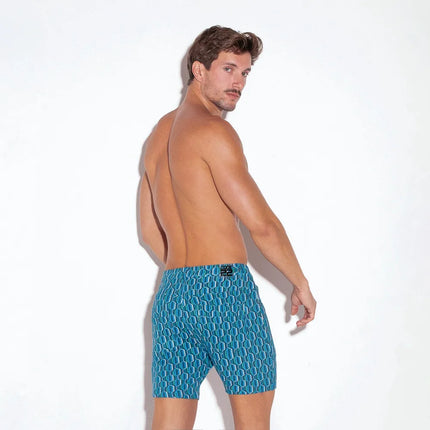 Code 22 slim fit 5" stretch short 9712 geometric blue