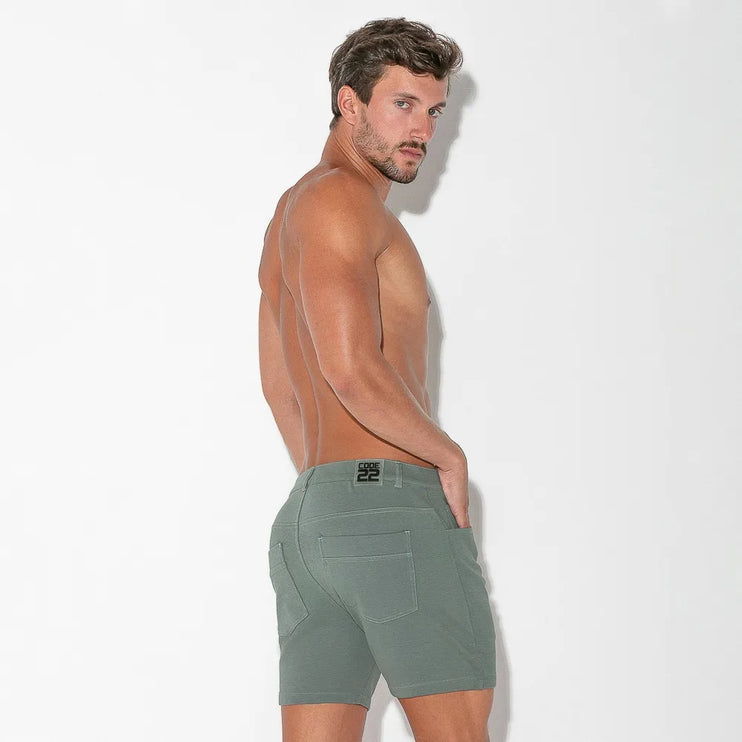 Code 22 slim fit 5" stretch short 9712 khaki sage