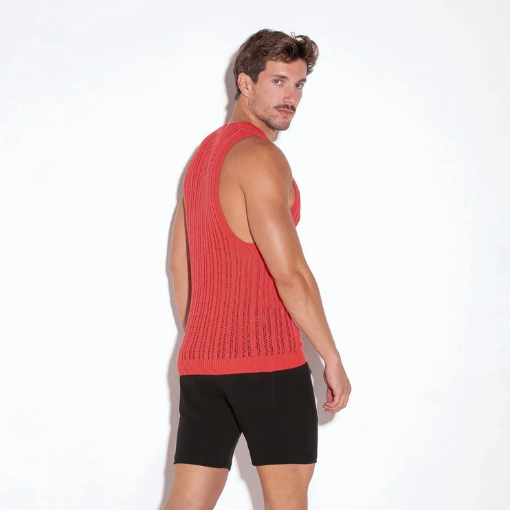 Code 22 knit muscle tank 7002 coral red