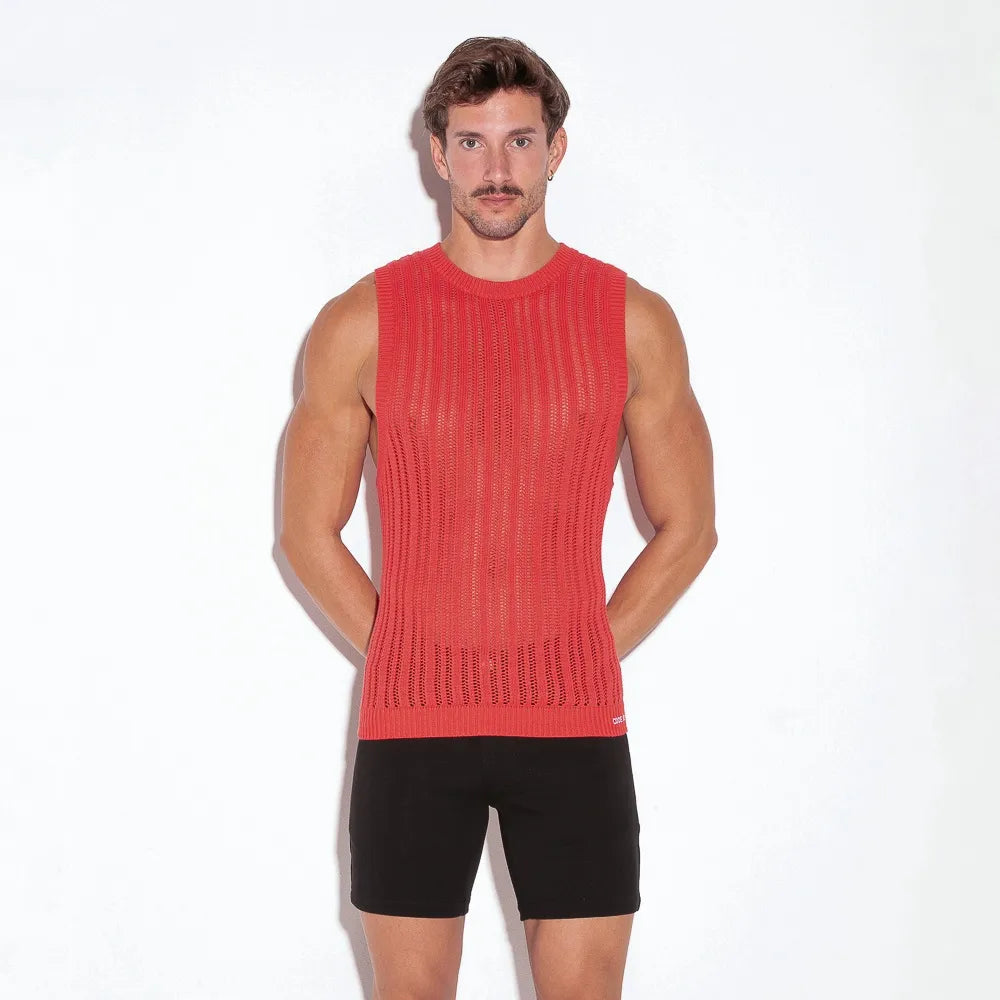 Code 22 knit muscle tank 7002 coral red