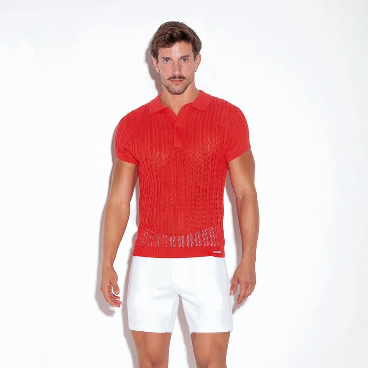 Code 22 knit polo shirt 7003 coral red